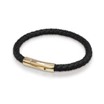 Bracelet Braided Leather Black/Gold 21 cm - Lambretta Watches - Lambrettawatches