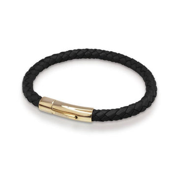 M+y Steel Black Leather And Rings Bracelet | Angus & Coote
