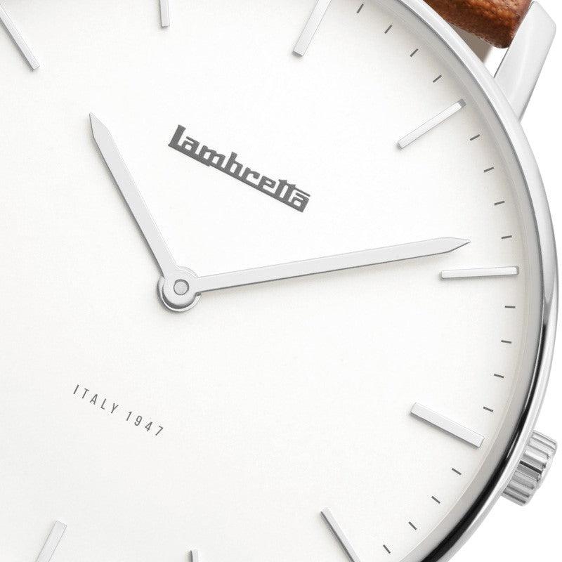 Classico 36 Leather Silver White Tan - Lambretta Watches - Lambrettawatches