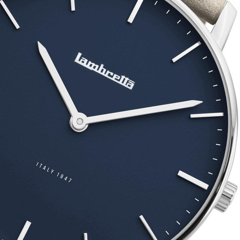 Classico 40 Leather Silver Blue Suede Grey - Lambretta Watches - Lambrettawatches
